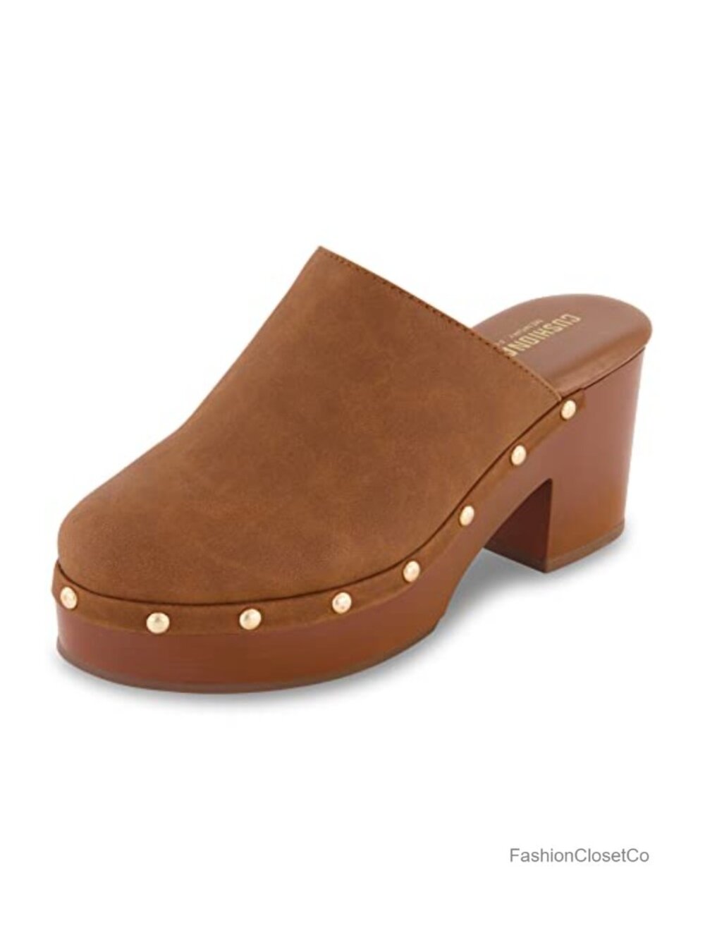Faux Wood Clog with Memory Foam Padding, Easy On/Off, 3in Heel